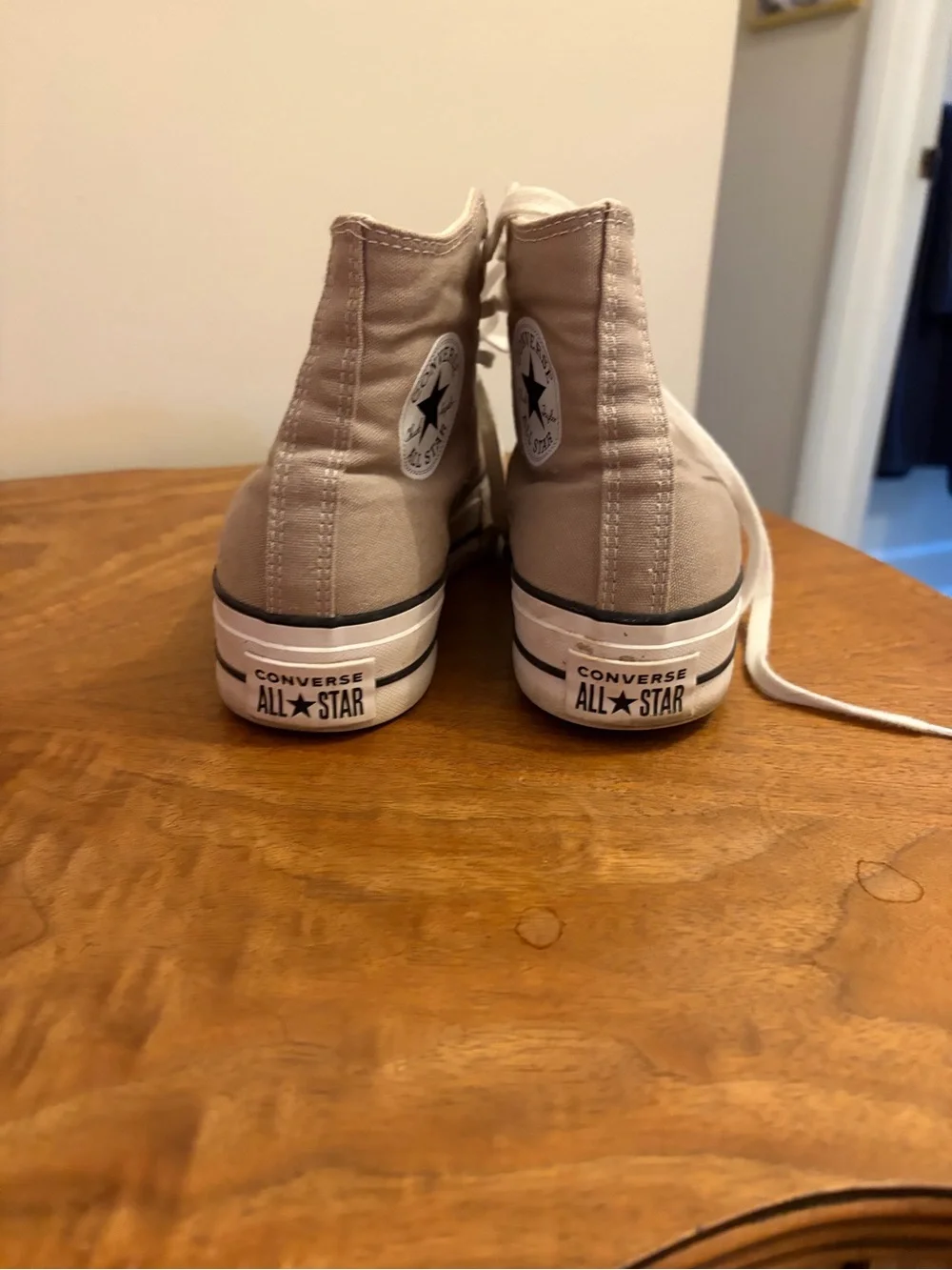 High-Top Canvas Sneakers in Light Beige - Neutral Casual Style